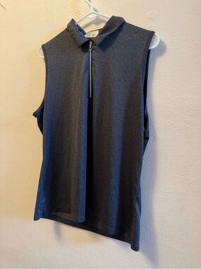 Callaway Women’s Sleeveless Golf Polo 1/4 Zip Performance Top Heather Gray XL